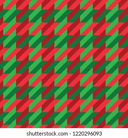 Seamless red and green vintage stitched houndstooth pattern vector