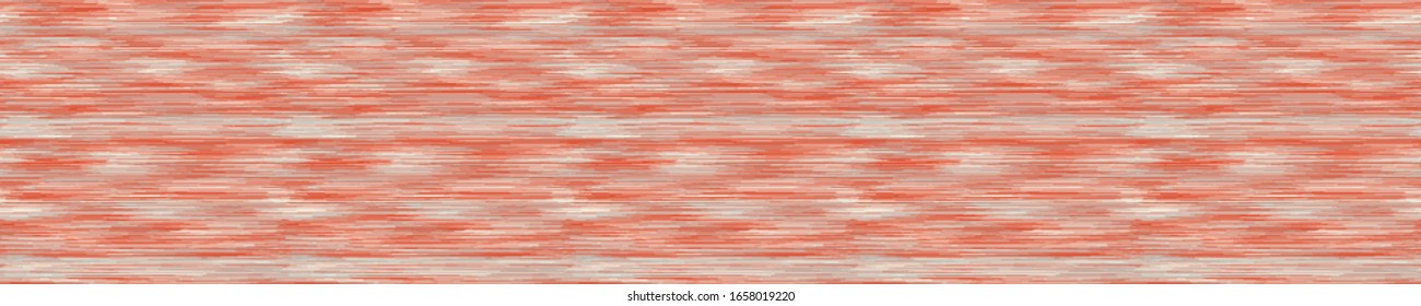 Seamless red grey variegated marl heather texture border background. Woven with blotched striped fabric style banner. Abstract camo vector pattern edge design.  Mottled melange space dye ribbon trim
