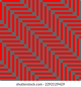 Seamless red and grey vector graphic of red lines forming a repeating chevron pattern on a grey background
