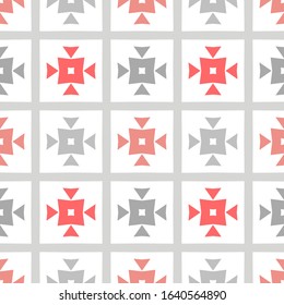 Seamless red, grey and white geometric pattern. Modern background. Repeating stylish tiling, wrappping papers, wallpapers etc. 