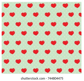 Seamless red heart dot pattern vector