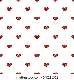 SEAMLESS RED HEART GLITTER  ON WHITE BACKGROUND