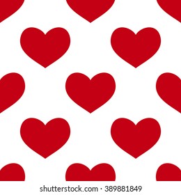 seamless red heart on white background, vector illustration