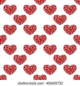 seamless red heart on white background. vector illustration
