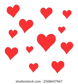 Seamless red heart pattern on white background
