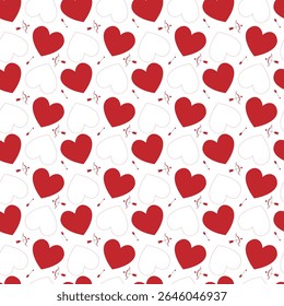 Padrão de coração vermelho contínuo com setas românticas amor. Arco e seta cupido para o Dia dos Namorados