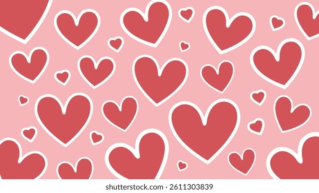 Seamless Red Heart Pattern Vector on Pink Background