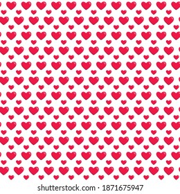 Seamless Red Heart Shape Pattern With White Color Background