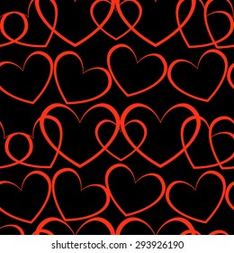 seamless red hearts on a black background