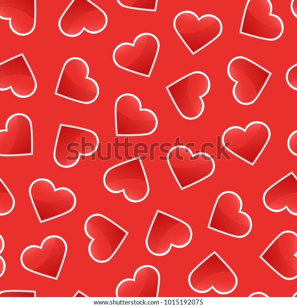 Seamless Red Hearts Pattern Background Vector Stock Vector Royalty