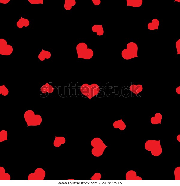 Seamless Red Hearts Pattern On Black Stock Vector (Royalty Free) 560859676