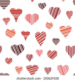 Seamless of red hearts for Valentine day on white background - vector illustration.You can use it to fill your own background.