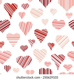 Seamless of red hearts for Valentine day on white background - vector illustration.You can use it to fill your own background.