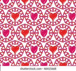 Seamless of red hearts for Valentine day on white background - vector illustration.You can use it to fill your own background.