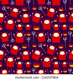 seamless red hell devil pattern
