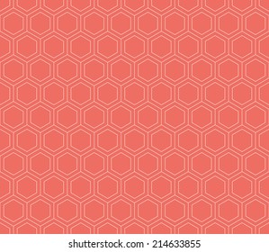 Seamless Red Hexagon Pattern Vector