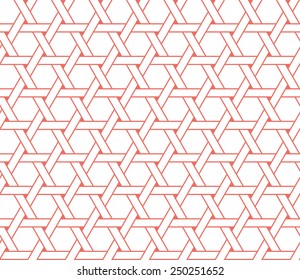 Seamless red hexagonal clockwise turning sun pattern vector