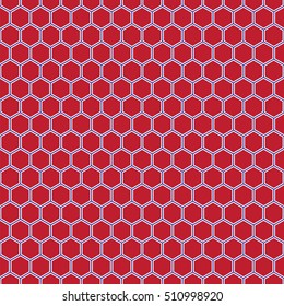 Seamless red honeycomb hexagon pattern. Vector image.