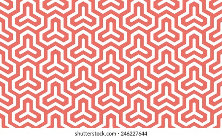 Seamless red isometric hexagonal symmetry medieval pattern vector