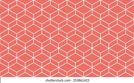 Seamless red isometric parallelepiped pattern vector