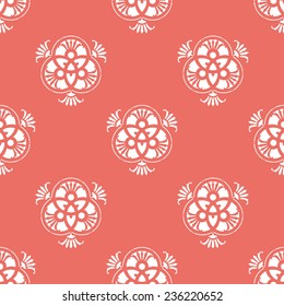 Seamless red japanese pattern based on three overlapping circles with ornament vector illustration