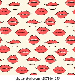 Seamless red leaps pattern hand painted with ink brush