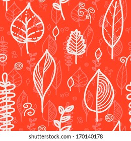 Seamless red leaves pattern