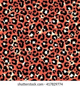Seamless red leopard pattern. Vector.
