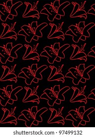 seamless from red lily on black background