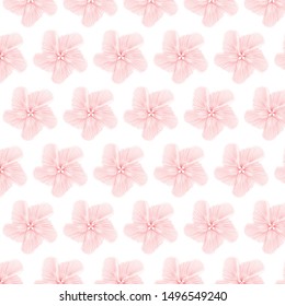 seamless red line flowers on white background.