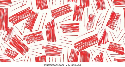 Seamless red line watercolor stripes rolling hand drawn thin line watercolor striped rolling hills landscape texture pattern.