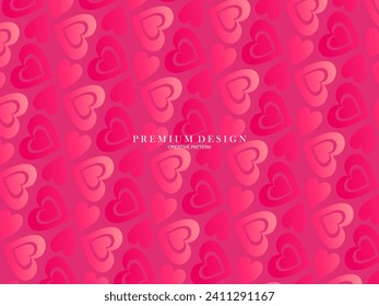 Seamless red love heart pattern illustration. Cute romantic pink hearts background print. Valentine's day holiday background texture, romantic wedding design. Romantic greeting card.