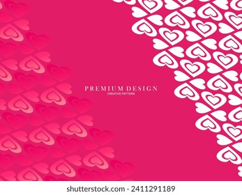 Seamless red love heart pattern illustration. Cute romantic pink hearts background print. Valentine's day holiday background texture, romantic wedding design. Romantic greeting card.
