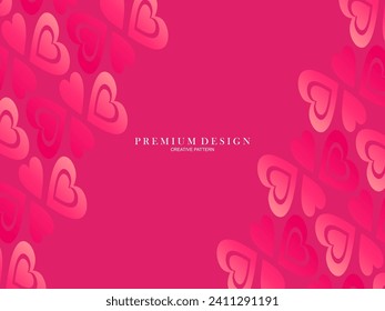 Seamless red love heart pattern illustration. Cute romantic pink hearts background print. Valentine's day holiday background texture, romantic wedding design. Romantic greeting card.
