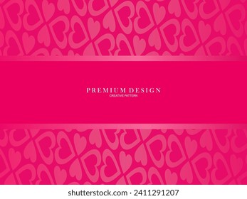 Ilustración del patrón cardíaco de amor de color rojo sin brillo. Corta impresión romántica de fondo de corazones rosados. Textura de fondo del día de San Valentín, diseño romántico de boda. Tarjeta de felicitación romántica.