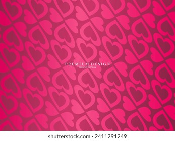 Seamless red love heart pattern illustration. Cute romantic pink hearts background print. Valentine's day holiday background texture, romantic wedding design. Romantic greeting card.