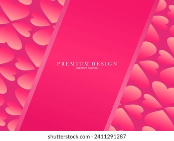 Ilustración del patrón cardíaco de amor de color rojo sin brillo. Corta impresión romántica de fondo de corazones rosados. Textura de fondo del día de San Valentín, diseño romántico de boda. Tarjeta de felicitación romántica.