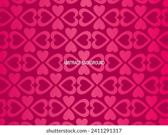 Ilustración del patrón cardíaco de amor de color rojo sin brillo. Corta impresión romántica de fondo de corazones rosados. Textura de fondo del día de San Valentín, diseño romántico de boda. Tarjeta de felicitación romántica.