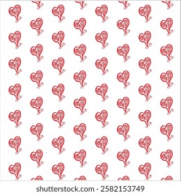 Seamless red love heart pattern illustration. Cute romantic pink hearts background print. Valentine's day holiday background texture, romantic wedding design.