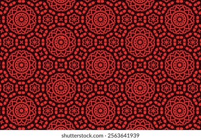 Seamless red mandala grunge pattern