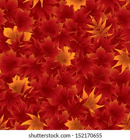 Seamless red maple leaves pattern