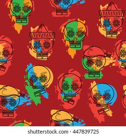 seamless red mexican skull pattern, with clipping mask