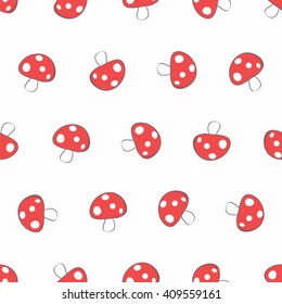 Seamless Red Mushroom Pattern