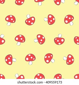 Seamless red mushroom pattern