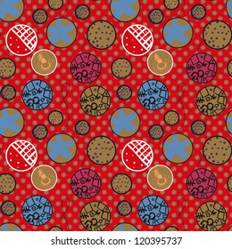 seamless red New Year ornament