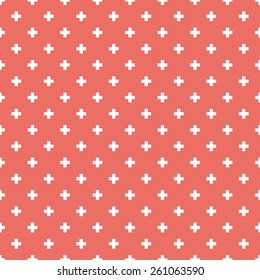 Seamless red op art plus cross symbol pattern vector