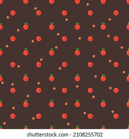 Sin mar con naranjas rojas y rodajas en el fondo marrón