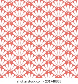 Seamless red oriental floral pattern vector