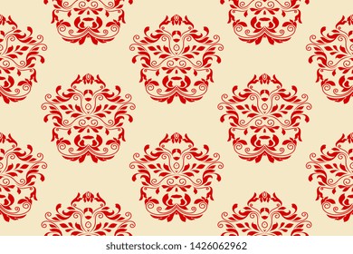 Seamless red ornament on background. Seamless decorative floral ornament on background. Wallpaper pattern