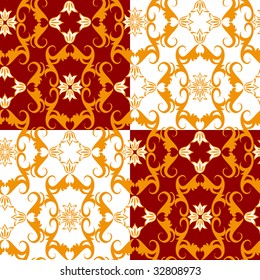 Seamless red ornament vector pattern